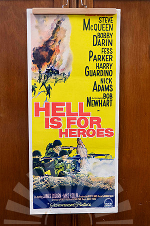 Original vintage Hell Is for Heroes Australian movie poster featuring Steve McQueen and illustrated wartime battle artwork.