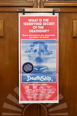 Australian daybill poster for “Death Ship” (1980), a maritime ghost story starring George Kennedy with sinister ship imagery.