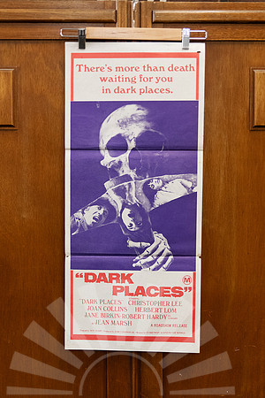 Original Australian daybill poster for the 1974 Gothic thriller “Dark Places,” starring Christopher Lee and Joan Collins.