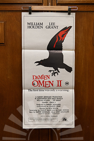Vintage 1978 Australian daybill poster for “Damien: Omen II,” a supernatural horror sequel with dark religious imagery.