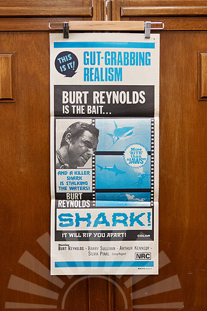 Original Australian daybill poster for “Shark!” (1969), starring Burt Reynolds in a pulp-style adventure thriller.