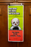 Australian daybill poster for “The Castle of the Living Dead” (1964), starring Christopher Lee in Gothic horror style.