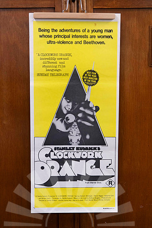 Original vintage A Clockwork Orange Australian movie poster featuring iconic Alex graphic artwork on yellow background.