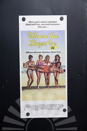 Original 1984 Where the Boys Are ’84 Australian daybill movie poster featuring Lisa Hartman, Lorna Luft, Wendy Schaal and Lynn-Holly Johnson in colourful beach artwork.