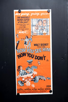 Original 1972 Now You See Him, Now You Don't Australian daybill movie poster featuring Kurt Russell and colourful red Disney invisibility artwork.