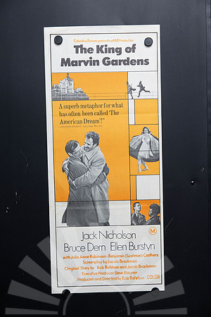 Original 1972 The King of Marvin Gardens Australian daybill movie poster featuring Jack Nicholson, Bruce Dern and Ellen Burstyn in orange and black graphic artwork.