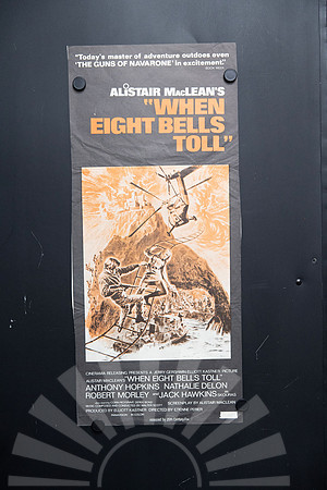 Original 1971 When Eight Bells Toll Australian daybill movie poster featuring Anthony Hopkins with orange and black helicopter, rope ladder and maritime action artwork.