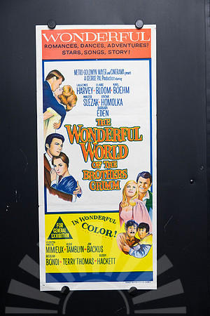 Original 1962 The Wonderful World of the Brothers Grimm Australian daybill movie poster with colourful illustrated Cinerama artwork featuring Laurence Harvey, Claire Bloom, Barbara Eden and the cast.