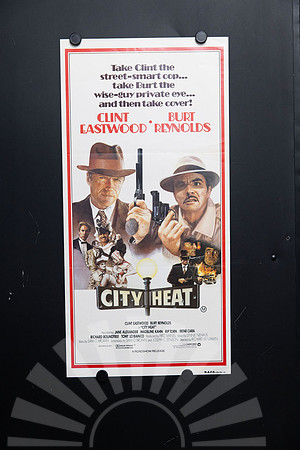 Original 1984 City Heat Australian daybill movie poster featuring illustrated Clint Eastwood and Burt Reynolds with guns and 1930s crime artwork.