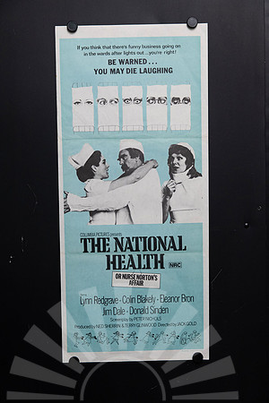 Original 1973 Australian Daybill movie poster for The National Health featuring hospital beds, watchful eyes and nurses against a pale blue design, starring Lynn Redgrave, Colin Blakely and Eleanor Br