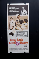 Original 1972 Australian Daybill movie poster for Every Little Crook and Nanny starring Lynn Redgrave and Victor Mature, featuring colourful 1970s photographic Mafia comedy artwork.