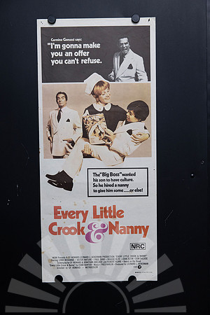 Original 1972 Australian Daybill movie poster for Every Little Crook and Nanny starring Lynn Redgrave and Victor Mature, featuring colourful 1970s photographic Mafia comedy artwork.