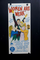 Original 1959 Australian Daybill movie poster for Women Are Weak, also known as Faibles Femmes, featuring colourful illustrated artwork of Alain Delon with Mylène Demongeot, Pascale Petit and Jacqueli