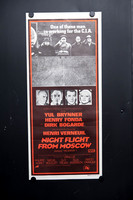 Original 1973 Australian Daybill movie poster for Night Flight from Moscow starring Yul Brynner, Henry Fonda and Dirk Bogarde, featuring dark Cold War espionage artwork and CIA imagery.