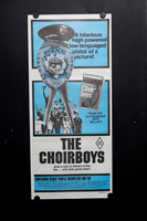 Original 1977 Australian Daybill movie poster for The Choirboys, featuring blue and black police badge artwork and the ensemble cast of Robert Aldrich's Joseph Wambaugh crime comedy.
