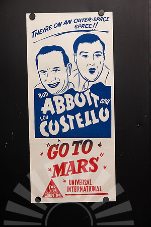 Original 1953 Australian Daybill movie poster for Abbott and Costello Go to Mars, featuring bold blue and red illustrated portraits of Bud Abbott and Lou Costello with vintage outer-space comedy adver