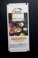 Original 1971 Australian Daybill movie poster for Zachariah starring John Rubinstein and Don Johnson, featuring psychedelic helmet and mirrored glasses artwork for The First Electric Western.