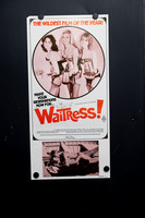 Original 1981 Australian Daybill movie poster for Waitress! by Troma Entertainment, featuring red, black and white photographic sex-comedy artwork and three waitresses in costume.