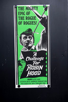 Original 1967 Australian Daybill movie poster for A Challenge for Robin Hood starring Barrie Ingham, featuring striking green, black and white Hammer Films Robin Hood artwork.