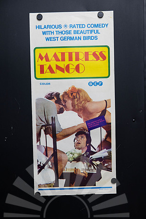 Original 1973 Australian Daybill movie poster for Mattress Tango, also known as Matratzen-Tango, featuring colourful yellow, green and blue West German sex-comedy artwork starring Rinaldo Talamonti.