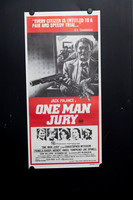 Original Australian Daybill movie poster for One Man Jury starring Jack Palance and Christopher Mitchum, featuring striking red, black and white vigilante crime artwork with Jack Palance holding a gun