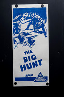 Original 1959 Australian Daybill movie poster for The Big Hunt, an MGM wildlife documentary filmed in India and Pakistan, featuring striking blue and white illustrated jungle hunting artwork.