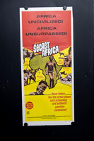 Original 1969 Australian Daybill movie poster for Secret Africa, also known as Africa Segreta, featuring vivid red and yellow Mondo documentary exploitation artwork.