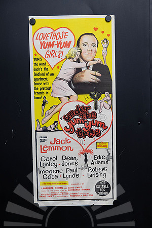 Original 1963 Australian Daybill for Under the Yum Yum Tree starring Jack Lemmon, Carol Lynley and Dean Jones, featuring colourful yellow red and black Yum-Yum Girls artwork.