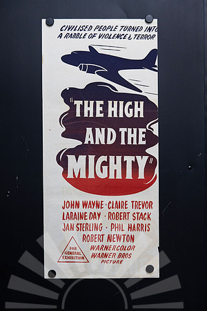 Original 1954 Australian Daybill for The High and the Mighty starring John Wayne, Claire Trevor and Robert Stack, featuring dramatic aircraft silhouette artwork.