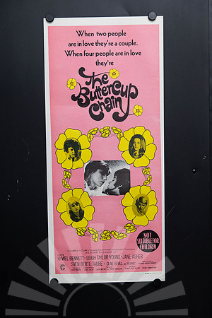 Original 1970 Australian Daybill for The Buttercup Chain starring Hywel Bennett, Leigh Taylor-Young and Jane Asher, featuring pink and yellow floral artwork.