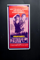 Original 1982 Australian Daybill for Night Shift starring Henry Winkler, Michael Keaton and Shelley Long, with red and purple photographic artwork.