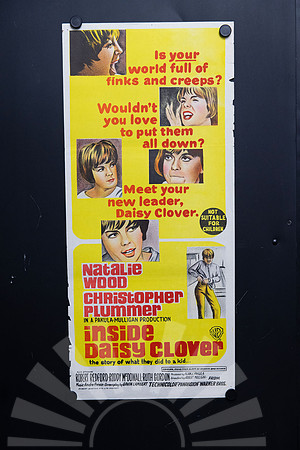 Original 1965 Australian Daybill for Inside Daisy Clover starring Natalie Wood, Christopher Plummer and Robert Redford, with vivid yellow and red illustrated artwork.