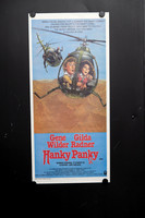 Original 1982 Australian Daybill for Hanky Panky starring Gene Wilder and Gilda Radner, featuring illustrated helicopter chase artwork.