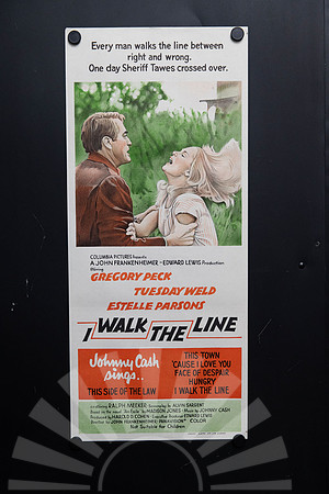 Original 1970 Australian Daybill for I Walk the Line starring Gregory Peck and Tuesday Weld, featuring illustrated artwork and Johnny Cash soundtrack advertising.