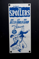 Original 1955 Australian Daybill for The Spoilers starring Anne Baxter, Jeff Chandler and Rory Calhoun, featuring turquoise blue Western fight artwork.