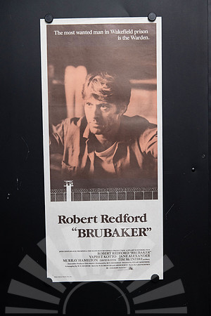 Original 1980 Australian Daybill for Brubaker starring Robert Redford, featuring photographic prison artwork with razor-wire imagery.