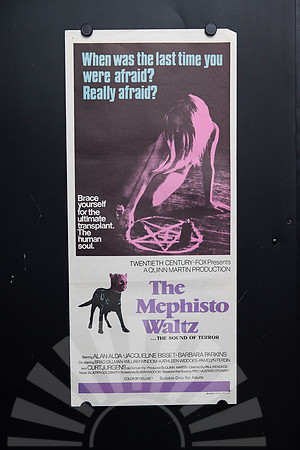 Original 1971 Australian Daybill for The Mephisto Waltz starring Alan Alda and Jacqueline Bisset, featuring occult pentagram horror artwork.