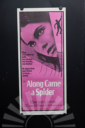 Original 1970 Australian Daybill for Along Came a Spider starring Suzanne Pleshette, featuring pink and black spider-web thriller artwork.
