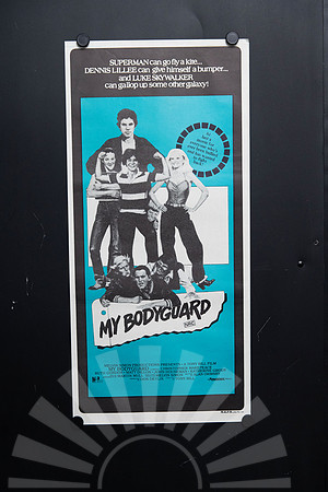 Original 1980 Australian Daybill for My Bodyguard starring Chris Makepeace, Adam Baldwin and Matt Dillon, with turquoise artwork and Australian Dennis Lillee tagline.