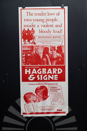 Original 1967 Australian Daybill for Hagbard & Signe, also known as The Red Mantle, featuring red photographic medieval romance artwork.