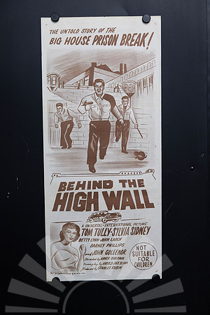 Original 1956 Australian Daybill for Behind the High Wall starring Tom Tully and Sylvia Sidney, featuring illustrated prison-break artwork.