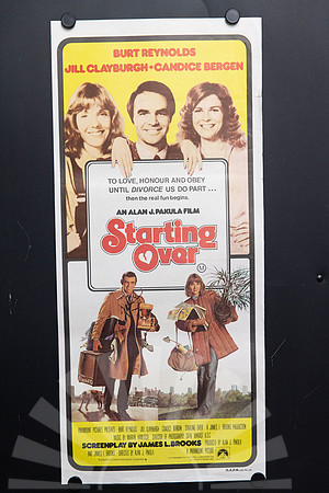 Original 1979 Australian Daybill for Starting Over starring Burt Reynolds, Jill Clayburgh and Candice Bergen with yellow and red photographic artwork.