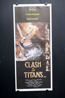 Original 1981 Australian Daybill for Clash of the Titans featuring Ray Harryhausen fantasy artwork with Perseus, Pegasus and the Kraken.