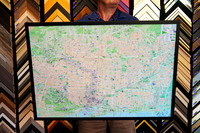 Large city map custom framed in a slim black picture frame by Sunset Framing & Gallery in Port Macquarie.