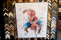 Large Spider-Man graphic artwork professionally custom framed in a slim black frame.