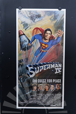 Superman IV: The Quest for Peace Australian Daybill showing Christopher Reeve’s Superman flying upwards with a damaged nuclear missile, above a metallic title and supporting character portraits.