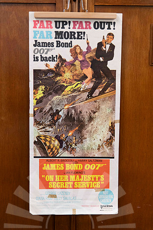 Original vintage On Her Majesty’s Secret Service James Bond 007 Australian movie poster featuring George Lazenby and illustrated action artwork.