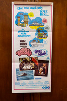 Original vintage Herbie Rides Again Australian movie poster featuring Herbie the Love Bug and colourful Disney character artwork.