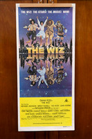 Original vintage The Wiz Australian movie poster featuring colourful cast artwork against blue background with yellow title panel.