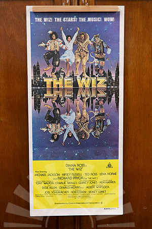 Original vintage The Wiz Australian movie poster featuring colourful cast artwork against blue background with yellow title panel.